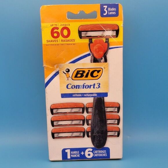 SEALED Bic Comfort 3 1 Handle + 6 Cartridges  - 3 Blade Razor - Picture 1 of 5